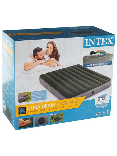 Матрас надувной Intex, 191х137х25 см, 64762, насос встроенный, ножной, флокированный, 272 кг