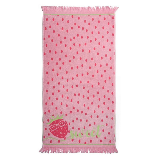 Полотенце банное 50х90 см, 100% хлопок, 460 г/м2, Sweet strawberry 10000, Cleanelly, розовое, Россия