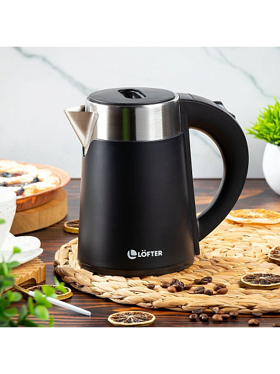 Чайник электрический Lofter, GMB-225, 0.8 л, скрытый нагревательный элемент, 800 Вт, скрытый нагревательный элемент, нержавеющая сталь