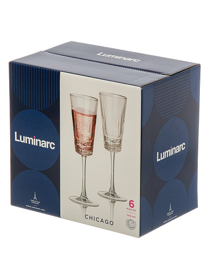 Бокал для шампанского, 140 мл, стекло, 6 шт, Luminarc, Чикаго, O0564