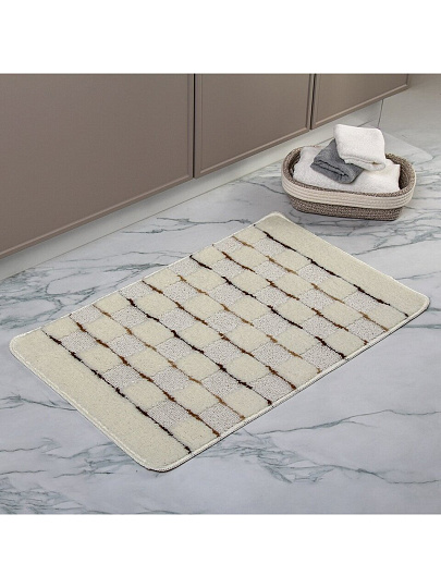 Коврик для ванной антискользящий, 0.5х0.8 м, полипропилен, 11 мм, кремовый, Banyolin, Silver, BAN.SIL.1.50/80-BS