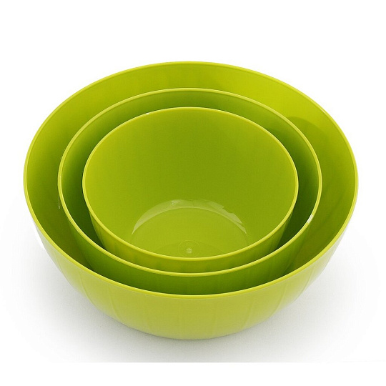 Салатник пластик, круглый, 3 шт, 5, 2.8, 1.7 л, с крышкой, Bono, Giaretti, GR1871, в ассортименте