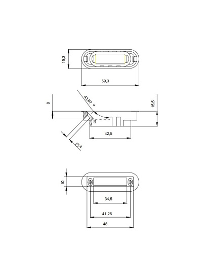 Защелка врезная, Code Deco, 5300-MC-WC-BLM, 31294, язычок пластиковый, с фиксатором, черная