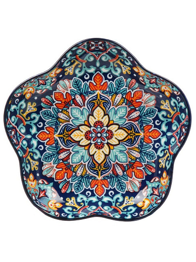 Блюдо керамика, 20 см, синее, Самарканд, Y4-9755