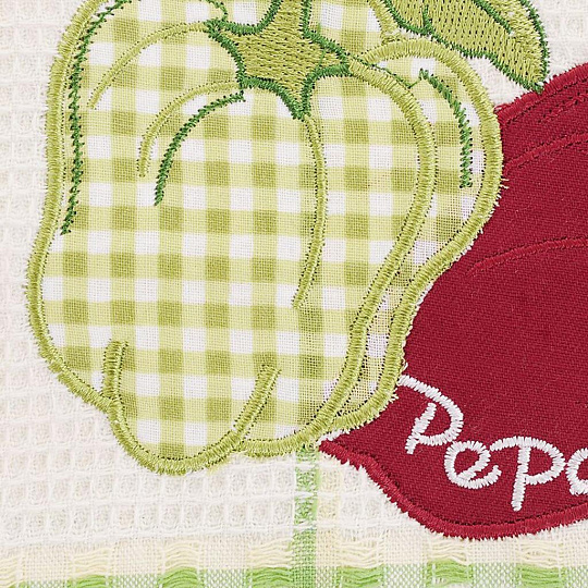 Набор полотенец кухонных 2 шт, 45х70 см, вафельный, Bonita, Овощи Перец, белый, зеленый, Россия, 0101310054