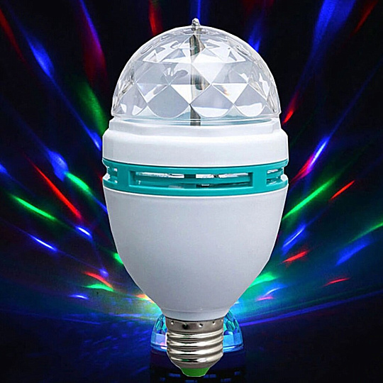 Лампа светодиодная E27, 3 Вт, эллипсоидная, RGB, Онлайт, Disco, 61119