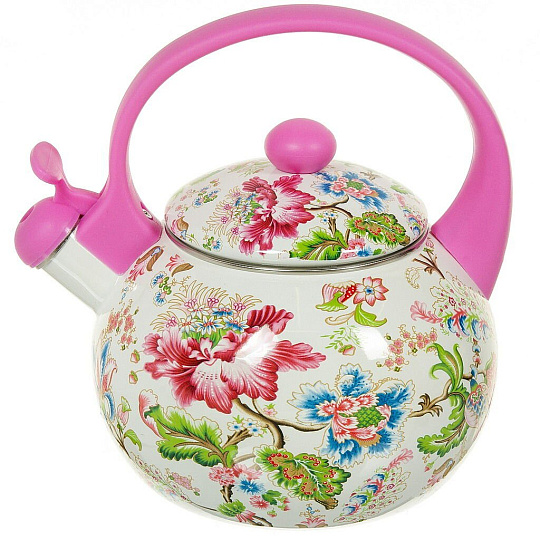 Чайник сталь, эмалированное покрытие, 2.2 л, со свистком, ручка пластиковая, Aurora, Вдохновение, 1909