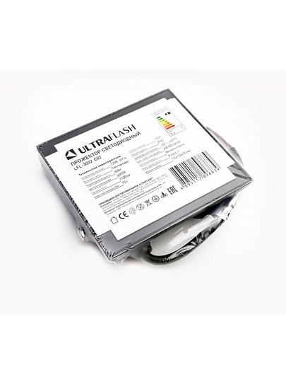 Прожектор светодиодный Ultraflash, LFL-3002 C02, 30 Вт, 6500 К, IP65, черный, 15125