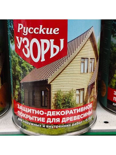Защитно-декоративное покрытие Русские узоры, для дерева, орех, 0.75 л