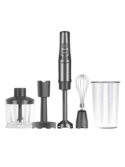 Блендер погружной 1500 Вт, турбо режим, стакан, измельчитель, венчик, чаша, Редмонд, BH400, серый