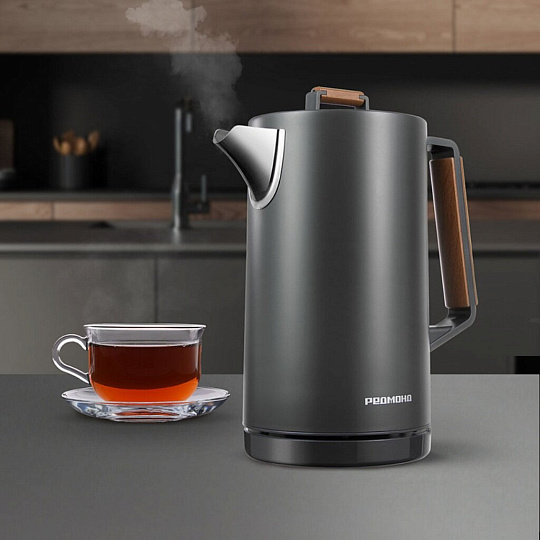 Чайник электрический Редмонд, Strix KM236, серый, 1.7 л, 2200 Вт, скрытый нагревательный элемент, пластик, нержавеющая сталь
