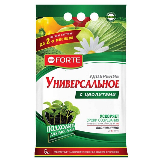 Удобрение универсальное, с цеолитом, весна-лето, минеральное, 5 кг, Bona Forte