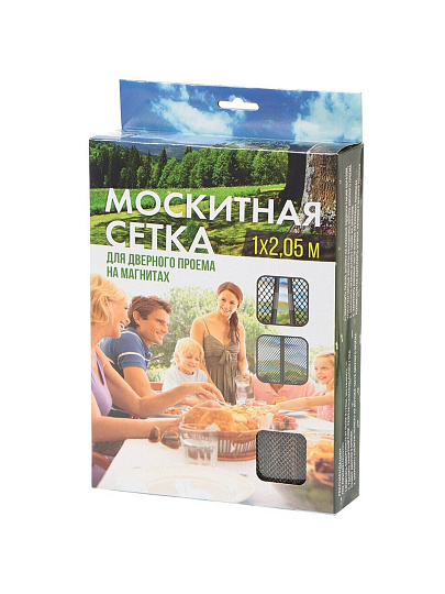 Сетка москитная для двери, 1х2.05 м, на магнитах, липучка, черно-желтая, С герберами, YTMN003, коробка