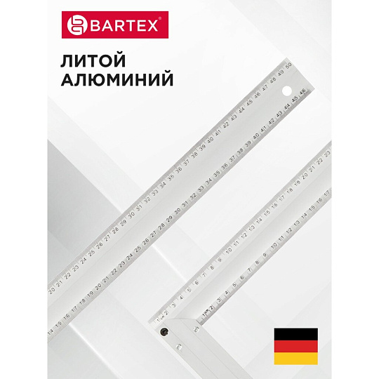 Угольник 500 мм, алюминий, с уровнем, Bartex