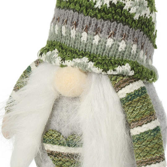 Фигурка декоративная Гномик, 14х11х30 см, зеленый, белая, F010032