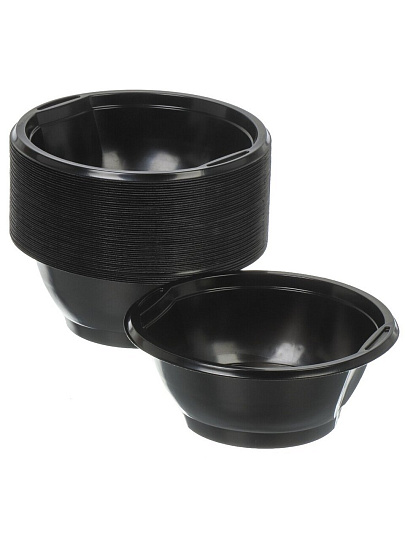 Тарелка одноразовая 50 шт, 600 мл, диаметр 155 мм, суповая, 230-0724, черная