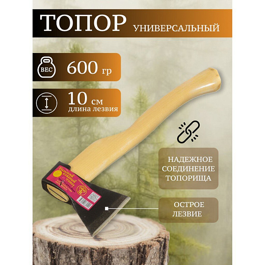 Топор Ижсталь-Тнп, Б1, в сборе, рукоятка дерево, 0.6 кг, 100 мм