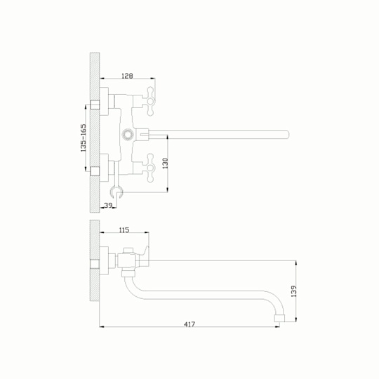 Смеситель для ванны, Rossinka, с кран-буксой, хром, G02-84