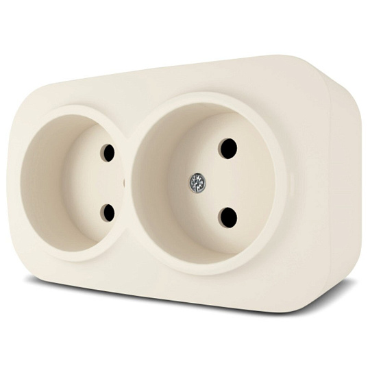Розетка открытой установки, 2 гнезда, без заземления, кремовая, Quel, Flos, 4202-0154-00202