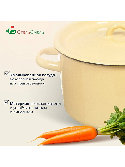 Кастрюля эмалированная сталь, 2.9 л, крышка сталь, СтальЭмаль, 2с16/1, в ассортименте, индукция