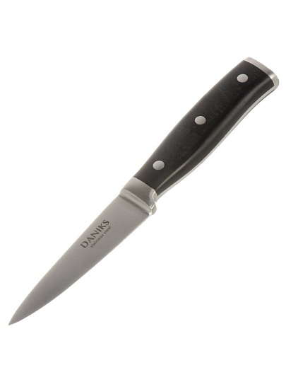 Нож кухонный Daniks, Black, для овощей, сталь, 9 см, рукоятка пластик, YW-A325-PA