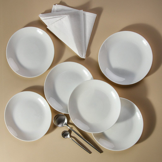 Тарелка десертная, стеклокерам, 6шт, 19 см, кругл, Бэль, Daniks, LQP-75