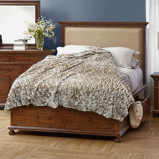 Плед евро, 220х240 см, искусственный мех, Buenas Noches, Пузырьки/горох, св.коричн/бежевый, 78 516