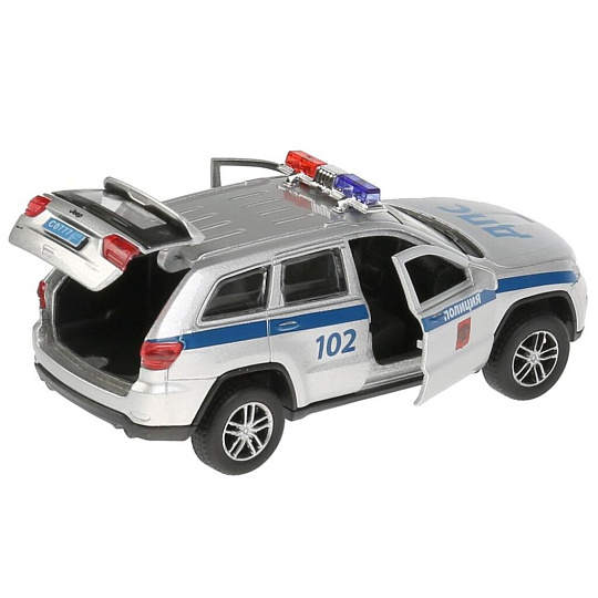 Машина Технопарк, Jeep grand cherokee полиция, 12 см, инерционная, металл, CHEROKEE-12SLPOL-SL, серебряная
