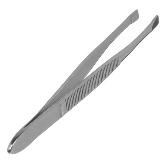 Пинцет косметический прямой, серебряный, Zinger, zo-B-157-S