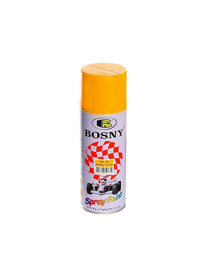 Краска аэрозольная, Bosny, №31, акрилово-эпоксидная, универсальная, глянцевая, желто-оранжевая, 0.4 кг