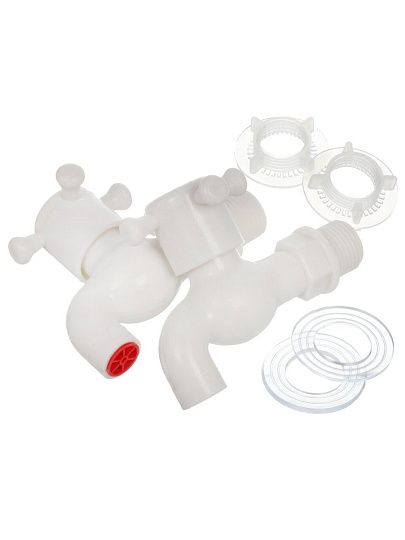 Кран водоразборный 1/2'', пластик, с гайкой, индивидуальная упаковка, 2 шт, ComfortFactor