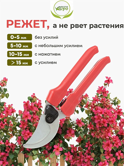 Секатор для весенней и осенней обрезки деревьев, 250 мм, Инструм-Агро, СТ-18, рукоятка резина, 010107