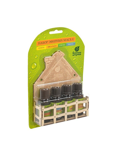 Набор эфирных масел Банные штучки, 4 шт, 10 мл, эвкалипт, сосна, лимон, пихта, 33411
