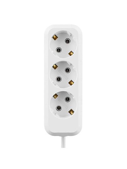 Удлинитель 3 гнезда, 1.5 м, с заземлением, 10 А, 2300 Вт, белый, TDM Electric, Народный, SQ1303-1040