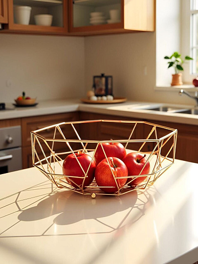 Ваза для фруктов, металл, 26.5х10 см, Y4-7652, золотая