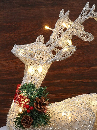 Фигурка декоративная акрил, Олень, 31х52 см, 60LED, 220В, белая, Y4-3072