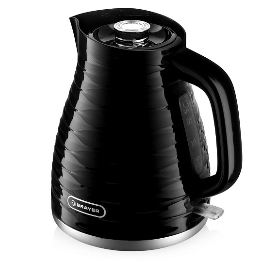 Чайник электрический BRAYER, 1057BR-BK, 1.7 л, 2200 Вт, скрытый нагревательный элемент, пластик