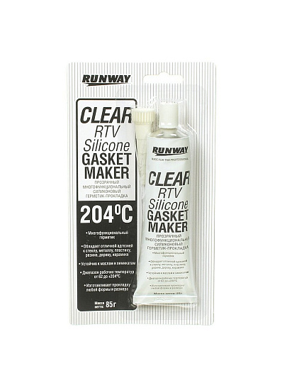 Герметик силиконовый, многофункциональный, Runway, RW8502, 85 г, прозрачный