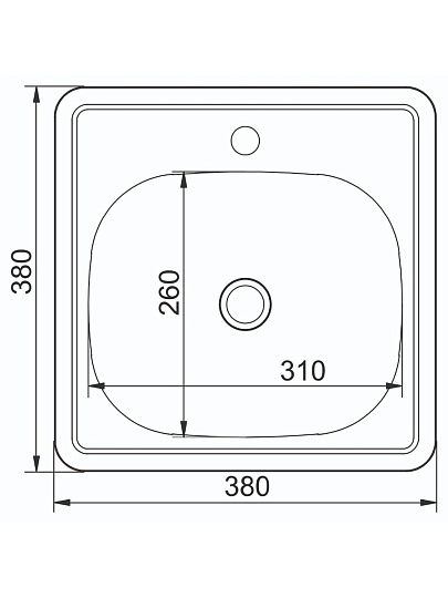 Мойка кухонная врезная, Mixline, нержавеющая сталь, 380х380 мм, 0.6 мм