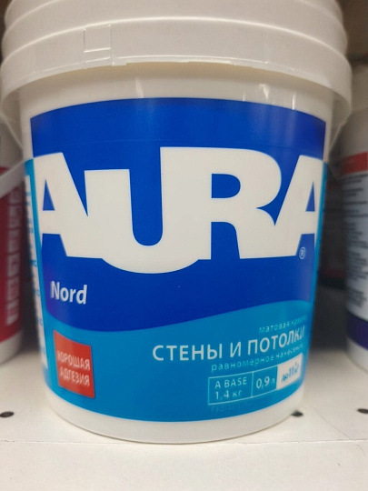 Краска водно-дисперсионная, Aura, Nord, акриловая, интерьерная, матовая, 0.9 л