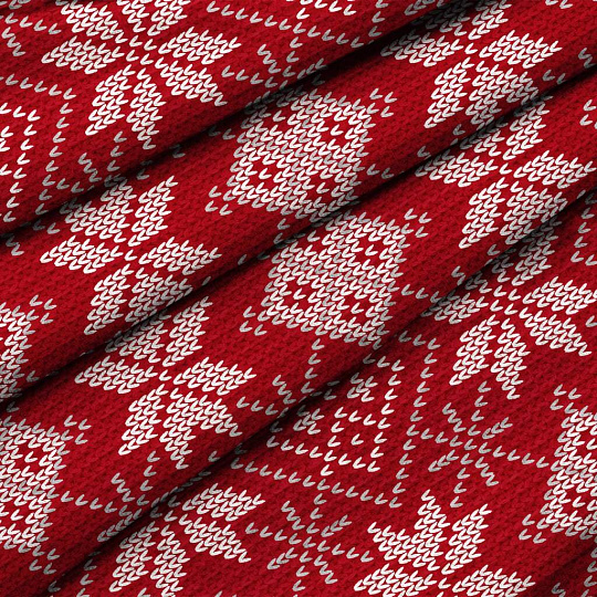 Полотенце кухонное вафельное, 40х50 см, 100% хлопок, Winterland, Снежный калейдоскоп, красное, Россия, 670936