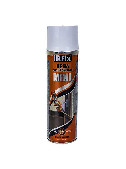 Пена монтажная Irfix, Mini, бытовая, 35 л, 500 мл, всесезонная, 10004