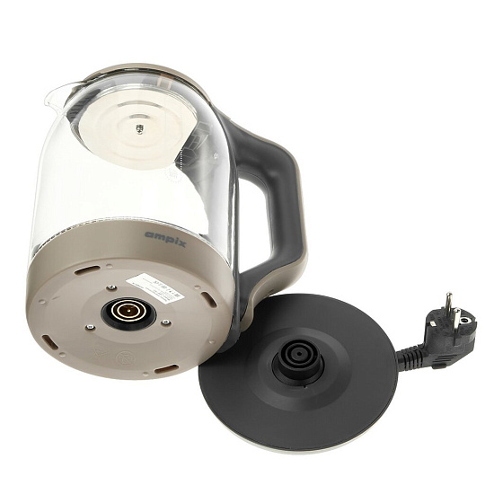 Чайник электрический Ampix, AMP-1905, 1.8 л, 1500 Вт, скрытый нагревательный элемент, стекло