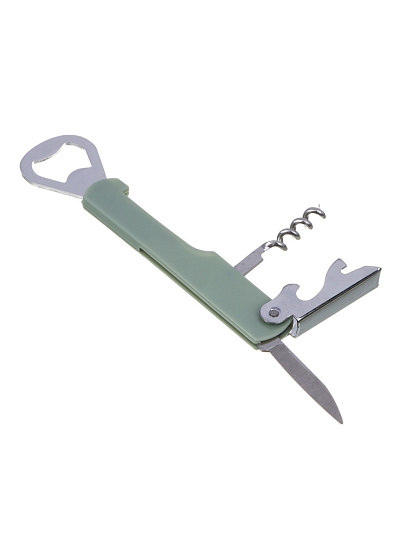 Штопор нержавеющая сталь, 14х3.5 см, с открывалкой и ножом, в ассортименте, навеска, Vetta, 884-045