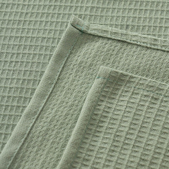 Простыня-плед 1.5-спальная, 150х200 см, вафельная ткань, 100% хлопок, Волшебная ночь, Полынь, однотонная