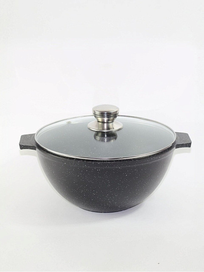 Казан алюминий, антипригарное покрытие, 5 л, Granit Perfection black, с крышкой, Алтей, 04-0550-310