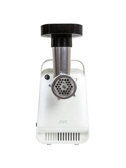 Мясорубка электрическая JVC, JK-MG123, 2000 Вт, реверс, 2 кг/мин, пластик, 2 насадки, с отсеком для хранения насадок, белый, черный