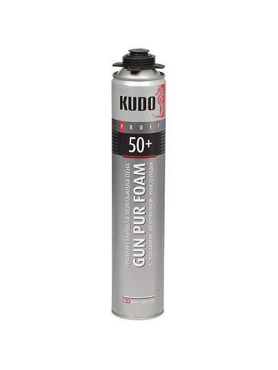 Пена монтажная KUDO, Proff 50+, профессиональная, 50 л, 1 л, летняя, KUPP10S50+