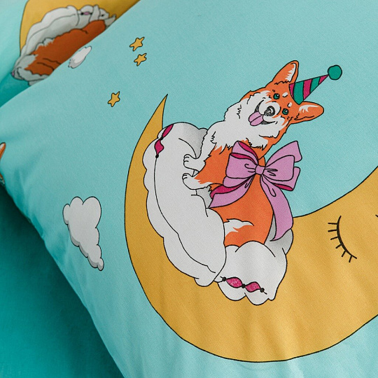 Постельное белье детское 1.5-спальное, простыня 150х215 см, 1 наволочка 50х70 см, пододеяльник 145х215 см, WMW, перкаль, Лучший друг 70704-1+70705-1