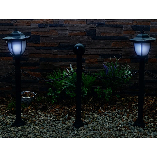 Фонарь садовый Uniel, USL-S-181/PT720 LANTERN SET02, на солнечной батарее, наземный, пластик, 72 см, белый свет, черный